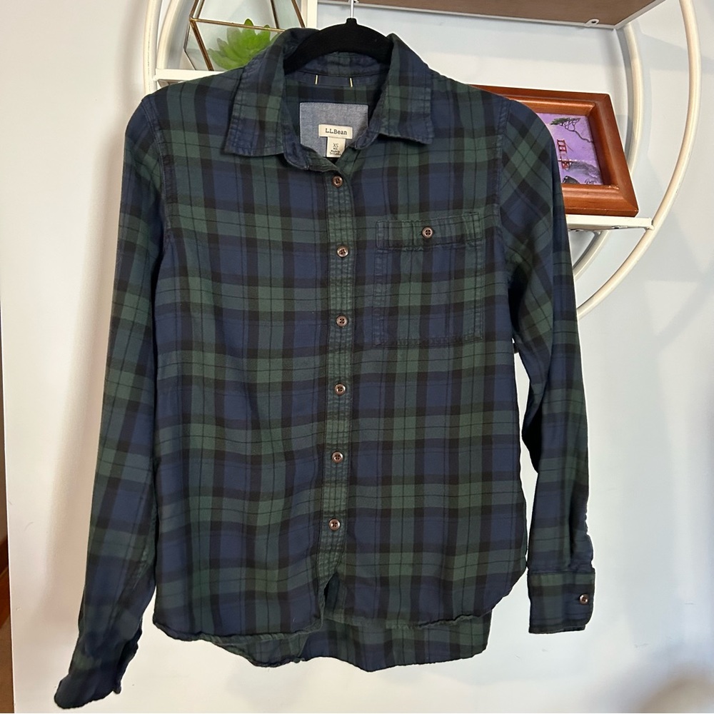 LL Bean Women's XS Extra Small Tartan Plaid Button Up Down Shirt
